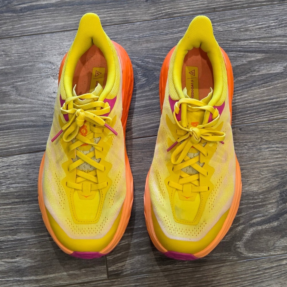 HOKA Speedgoat 5 Womens 8B Peach Parfait Orange Trail Running Shoes Vibram - Picture 3 of 11